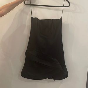 Alice & Olivia black strapless satin mini dress size 8